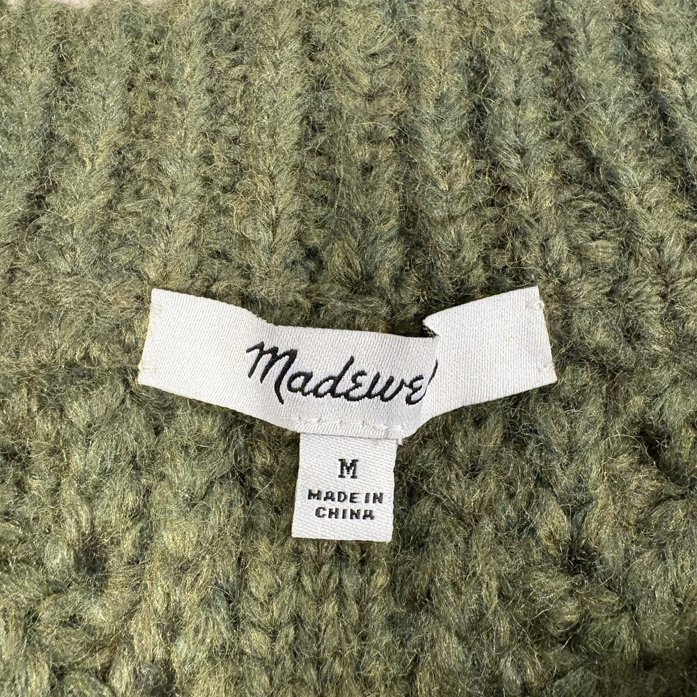 Madewell Women's Olive Green Cable Knit Sweater Vest Boho Academia Size M - Picture 3 of 8